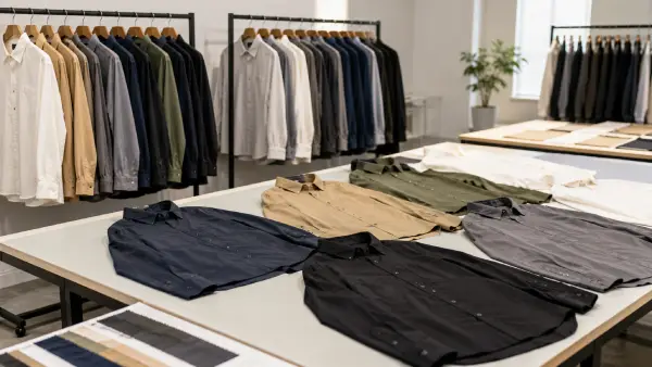 ODM unisex long sleeve casual shirt samples prepared for casualwear collection development.