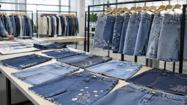 OEM ODM women’s embroidered denim skirt samples for casual denim apparel collection development