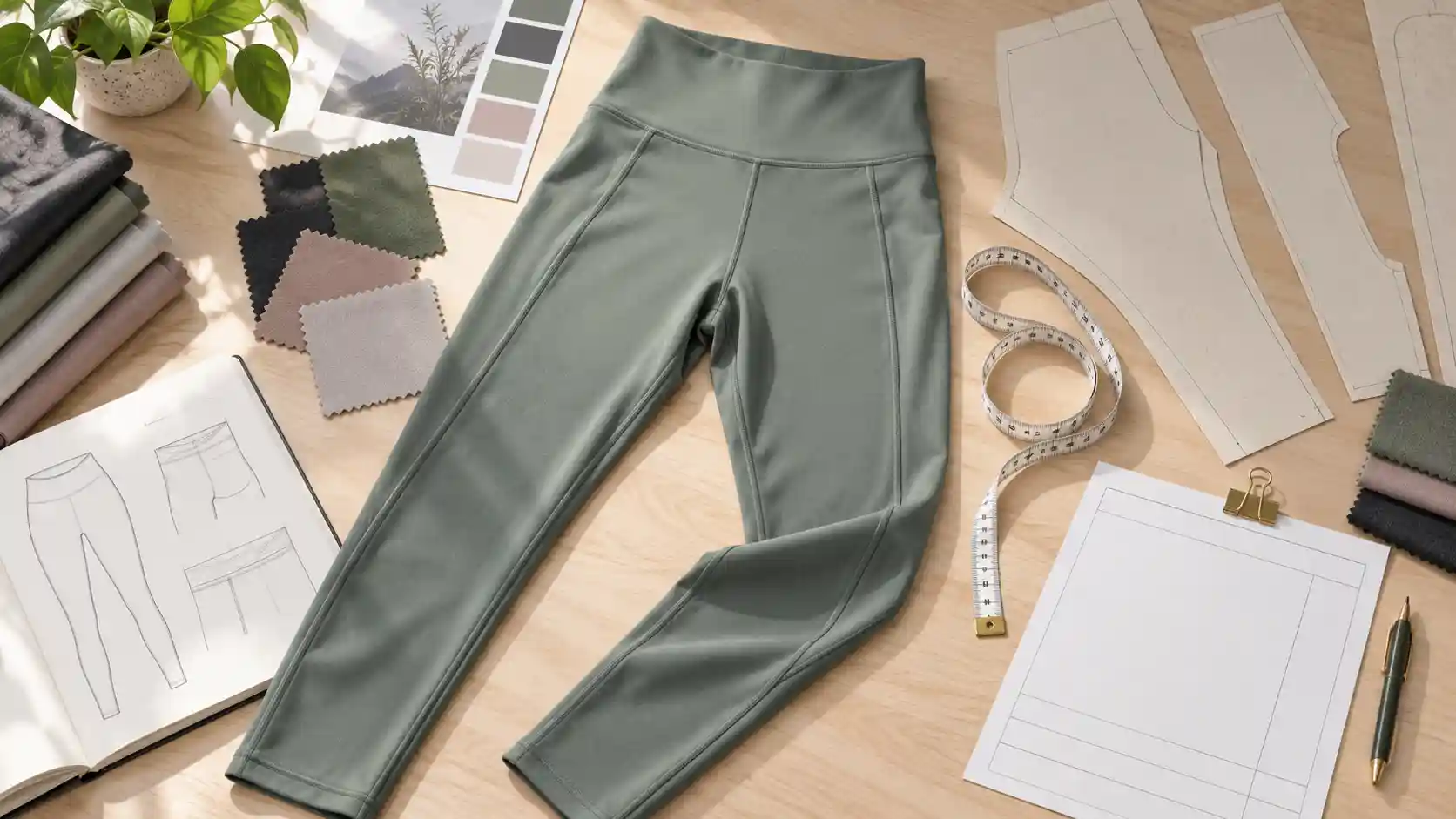 Illustration of activewear sample review before bulk production approval