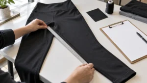 Activewear sample measurement and construction review before bulk production