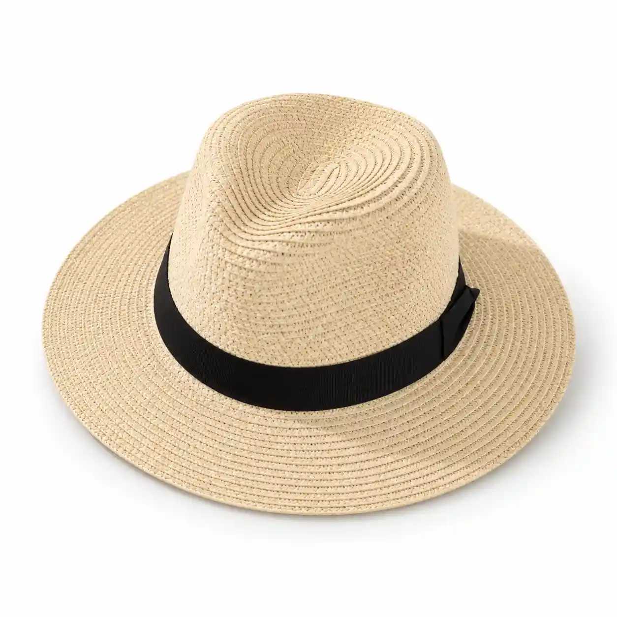 Custom straw hat for private label brands, front three-quarter view