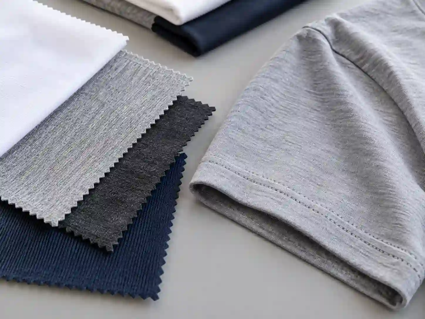Fabric swatches prepared for a custom T-shirt project