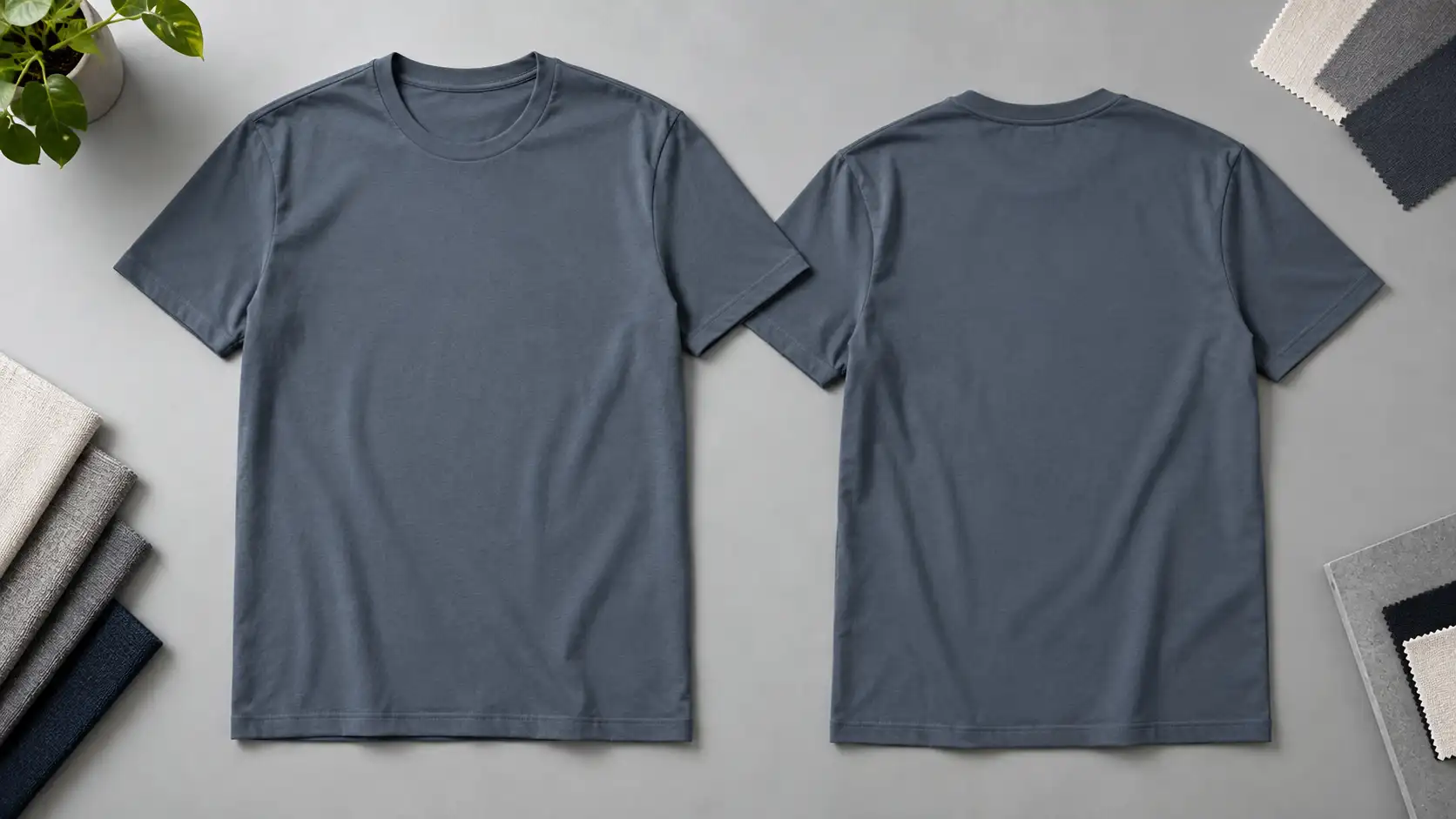 Custom T-shirt samples showing front and back logo placement options
