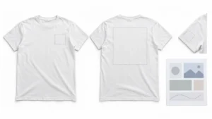 Custom T-shirt sample showing logo artwork placement on chest, back and sleeve
