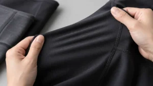 Close-up of stretch activewear fabric texture for custom leggings development