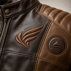 Embroidery and embossed logo options for custom leather jackets
