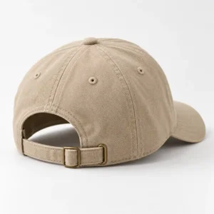 Six-panel cotton baseball cap with adjustable strap