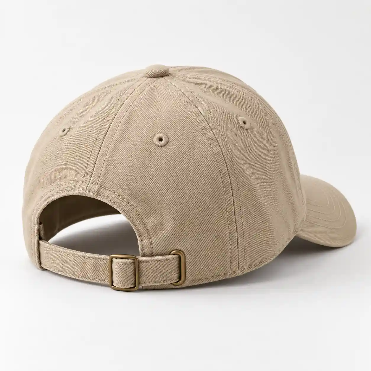 Six-panel cotton baseball cap with adjustable strap